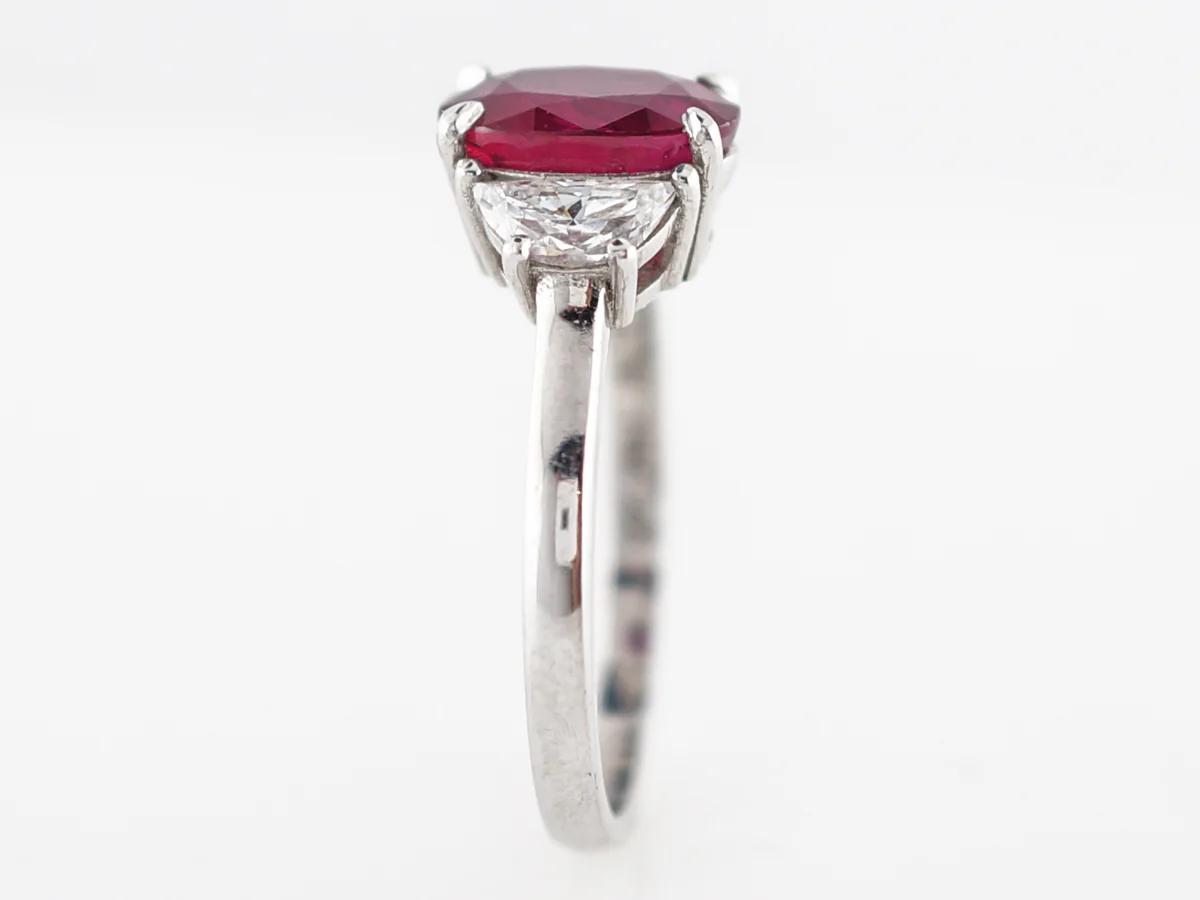 Right Hand Ring Modern 2.19 Oval Cut Ruby in Platinum - Image 6