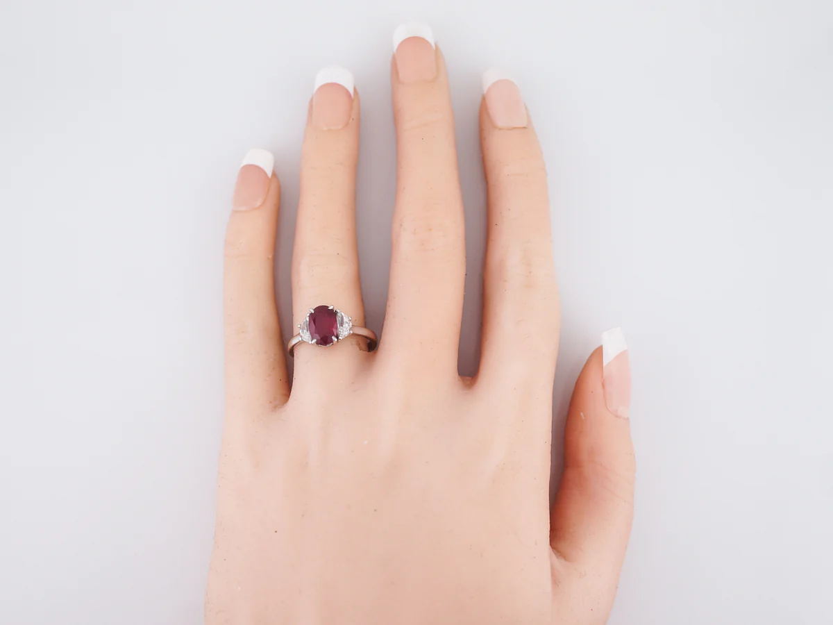 Right Hand Ring Modern 2.19 Oval Cut Ruby in Platinum - Image 6