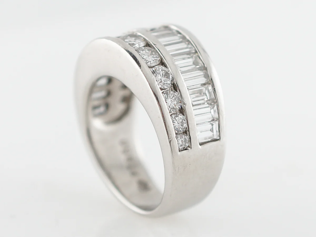 Right Hand Ring Modern 3.15 Round Brilliant & Baguette Cut Diamonds in Platinum - Image 5