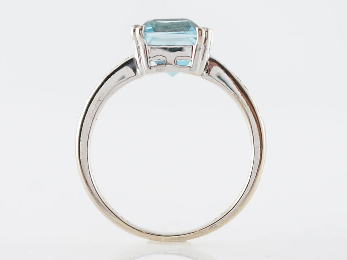 Right Hand Ring Modern 3.63 Emerald Cut Aquamarine in 18k White Gold - Image 4