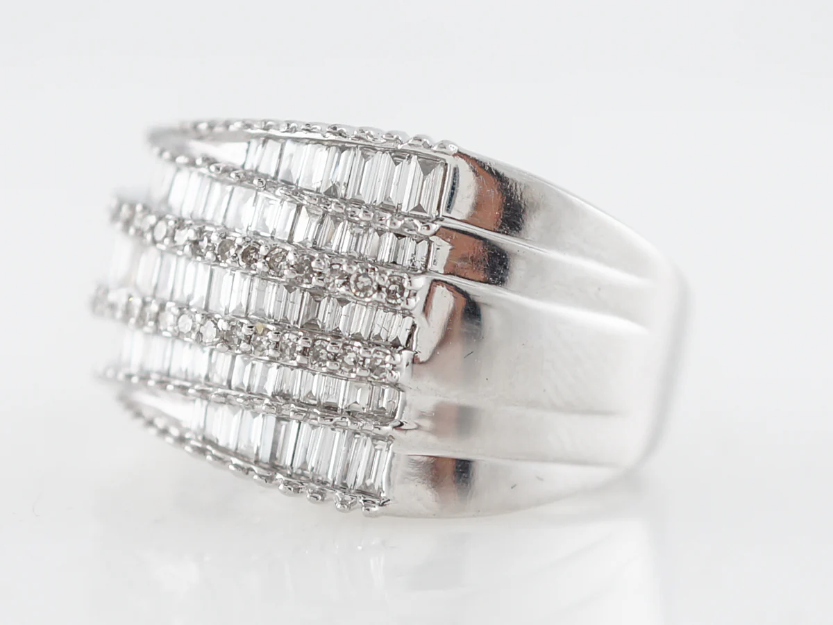 Right Hand Ring Modern 3.68 Baguette Cut Diamonds in 14k White Gold - Image 2