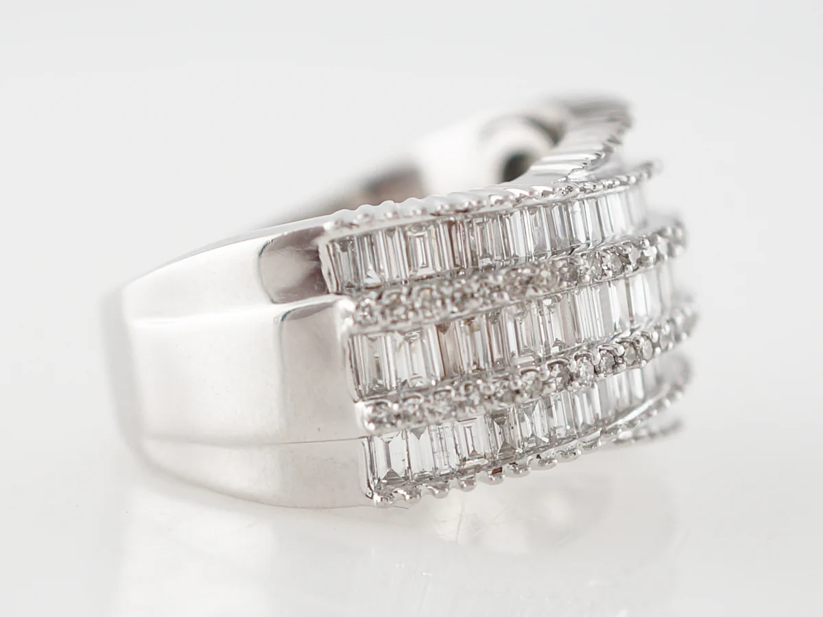 Right Hand Ring Modern 3.68 Baguette Cut Diamonds in 14k White Gold - Image 3