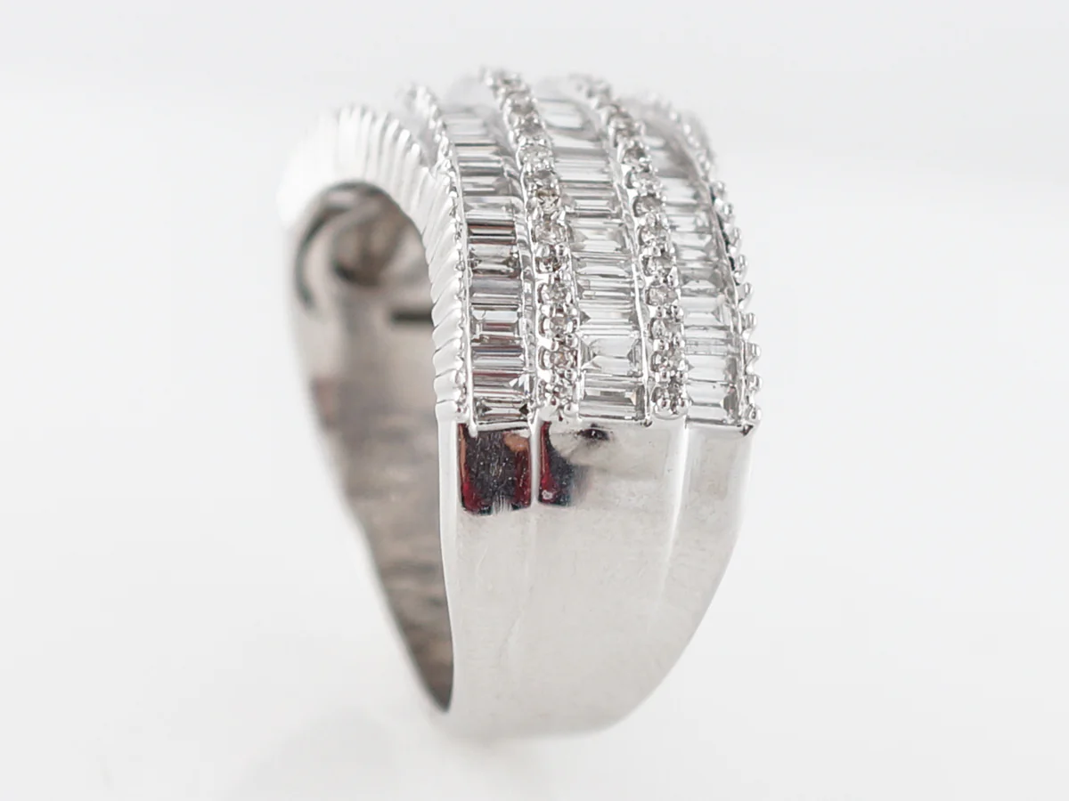 Right Hand Ring Modern 3.68 Baguette Cut Diamonds in 14k White Gold - Image 5