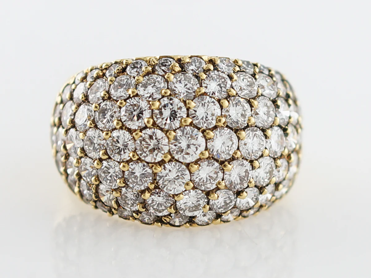 Right Hand Ring Modern 4.13 Round Brilliant Cut Diamonds in 18k Yellow Gold