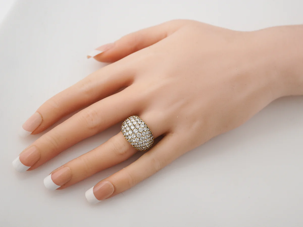 Right Hand Ring Modern 4.13 Round Brilliant Cut Diamonds in 18k Yellow Gold - Image 7