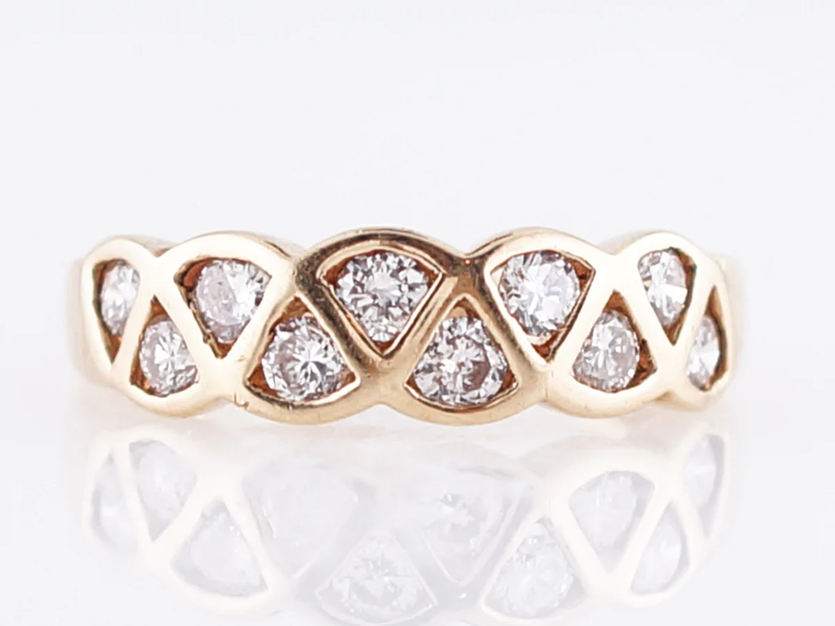 Right Hand Ring Modern .40 Round Brilliant Cut Diamonds in 14k Yellow Gold