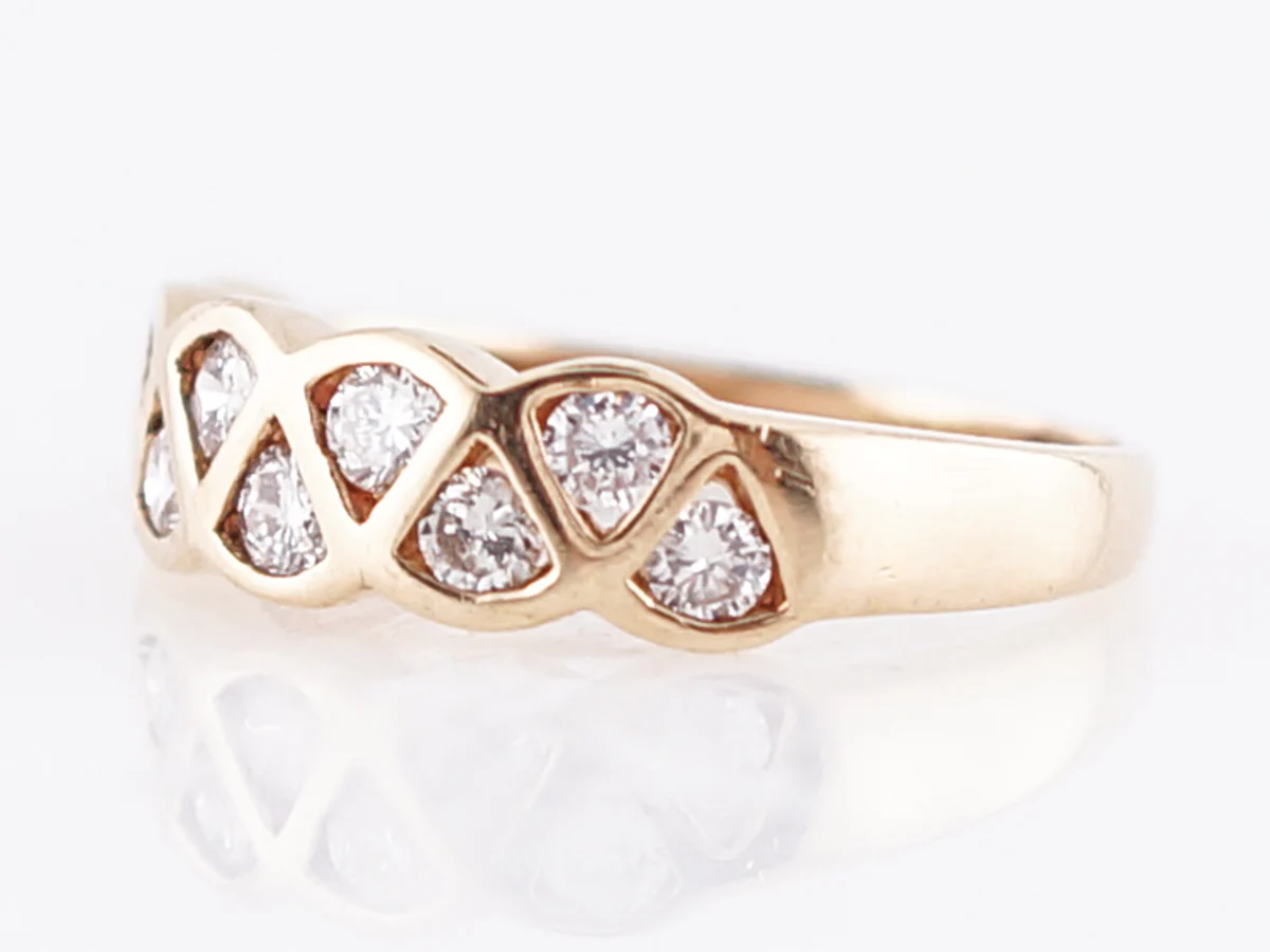 Right Hand Ring Modern .40 Round Brilliant Cut Diamonds in 14k Yellow Gold - Image 2