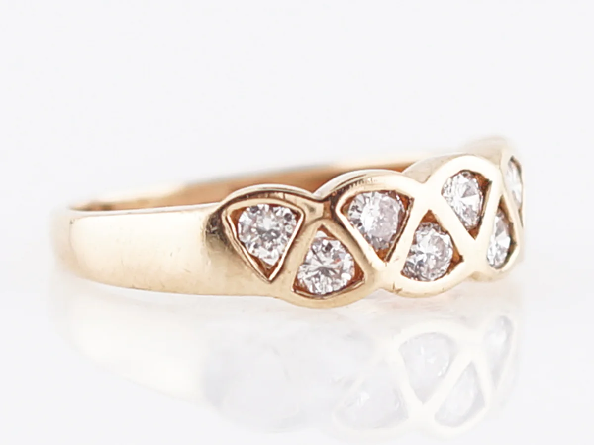 Right Hand Ring Modern .40 Round Brilliant Cut Diamonds in 14k Yellow Gold - Image 3