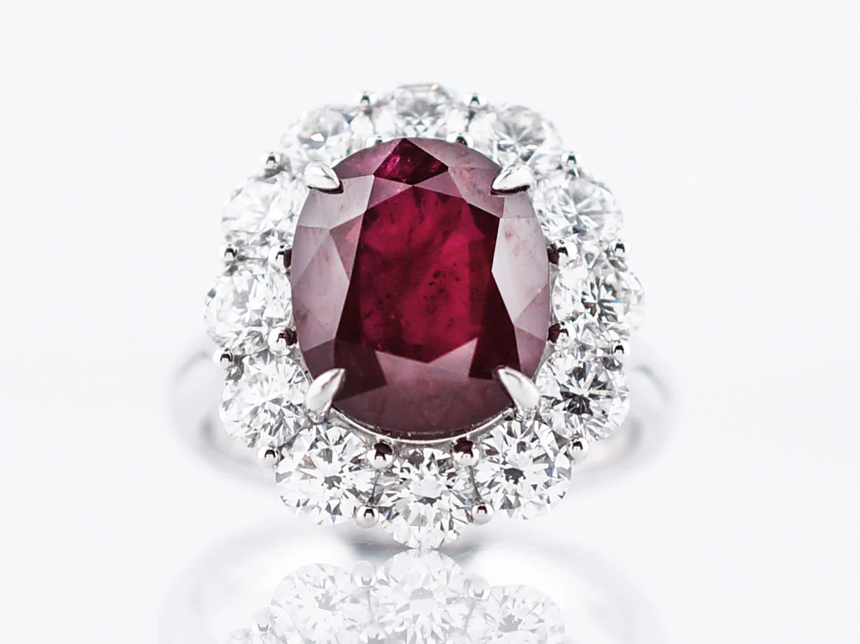 Right Hand Ring Modern 5.28 Oval Center Ruby in Platinum