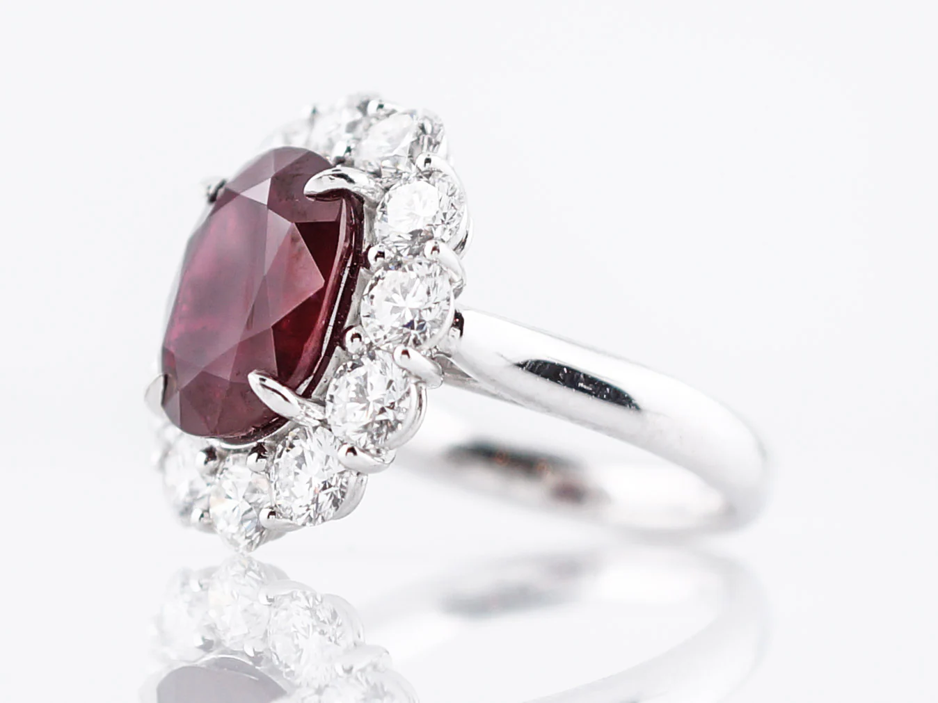 Right Hand Ring Modern 5.28 Oval Center Ruby in Platinum - Image 2