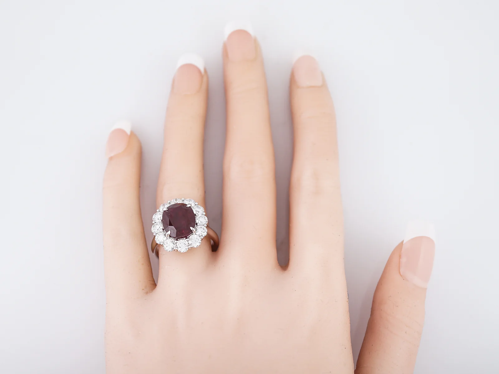 Right Hand Ring Modern 5.28 Oval Center Ruby in Platinum - Image 6