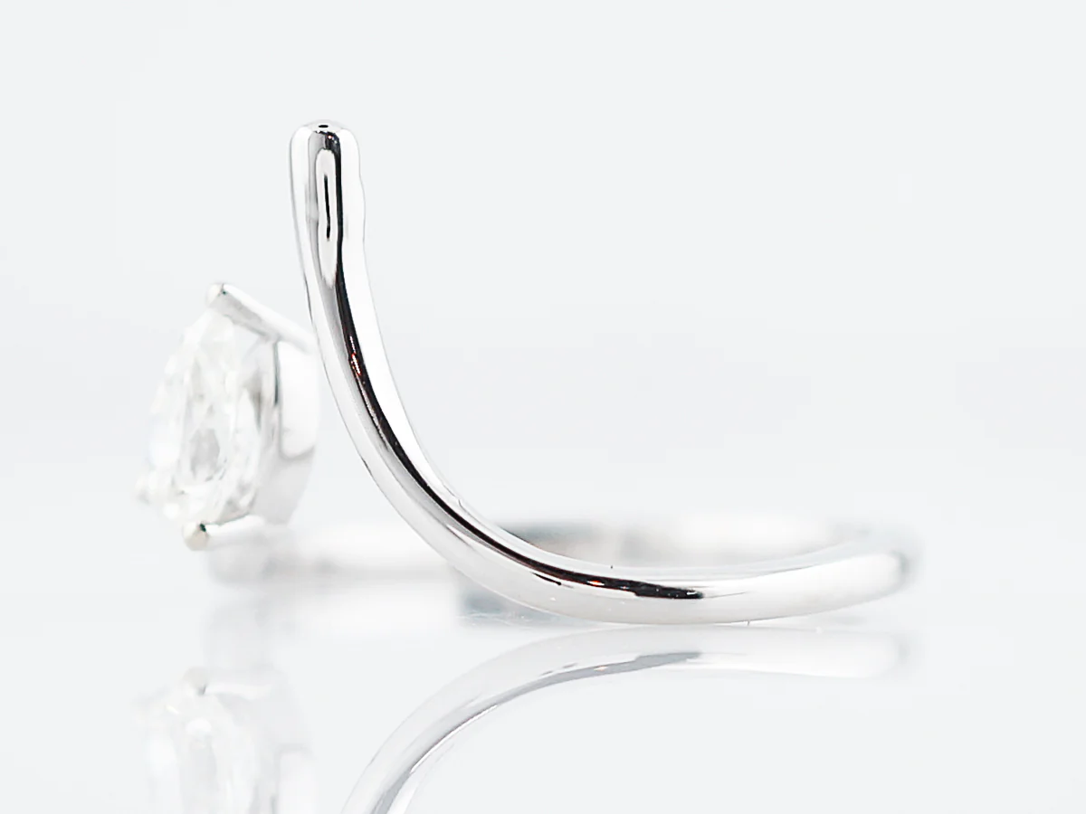 Right Hand Ring Modern .51 Pear Cut Diamond in 14k White Gold - Image 3