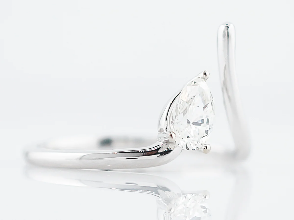 Right Hand Ring Modern .51 Pear Cut Diamond in 14k White Gold - Image 4