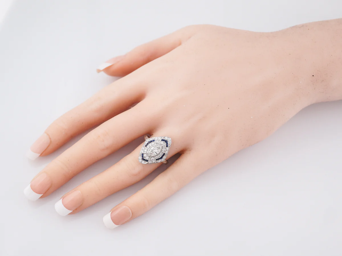 Right Hand Ring Modern .54 Marquise Cut Diamond in Platinum - Image 7