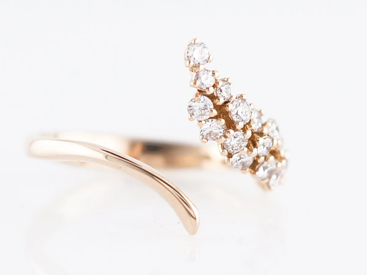 Right Hand Ring Modern .58 Round Brilliant Cut Diamonds in 18k Yellow Gold - Image 3