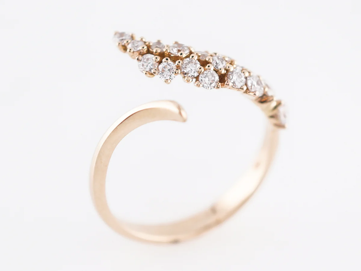 Right Hand Ring Modern .58 Round Brilliant Cut Diamonds in 18k Yellow Gold - Image 4