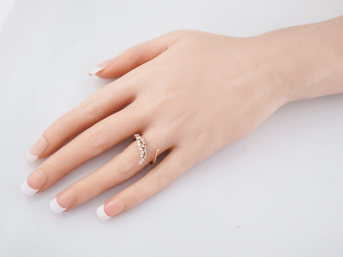 Right Hand Ring Modern .58 Round Brilliant Cut Diamonds in 18k Yellow Gold - Image 8
