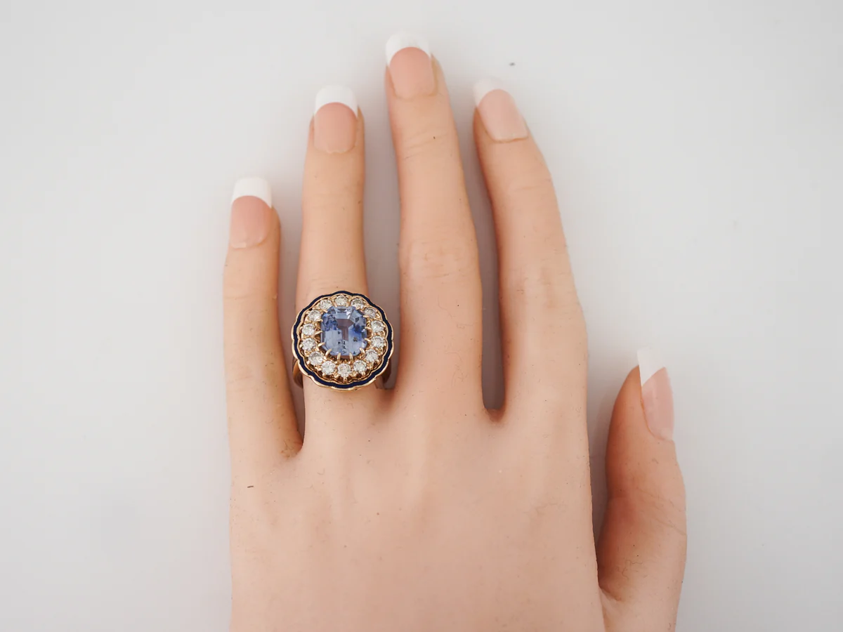 Right Hand Ring Modern 6.65 Rectangular Step Cut Spinel & Diamonds in 14k Yellow Gold - Image 7