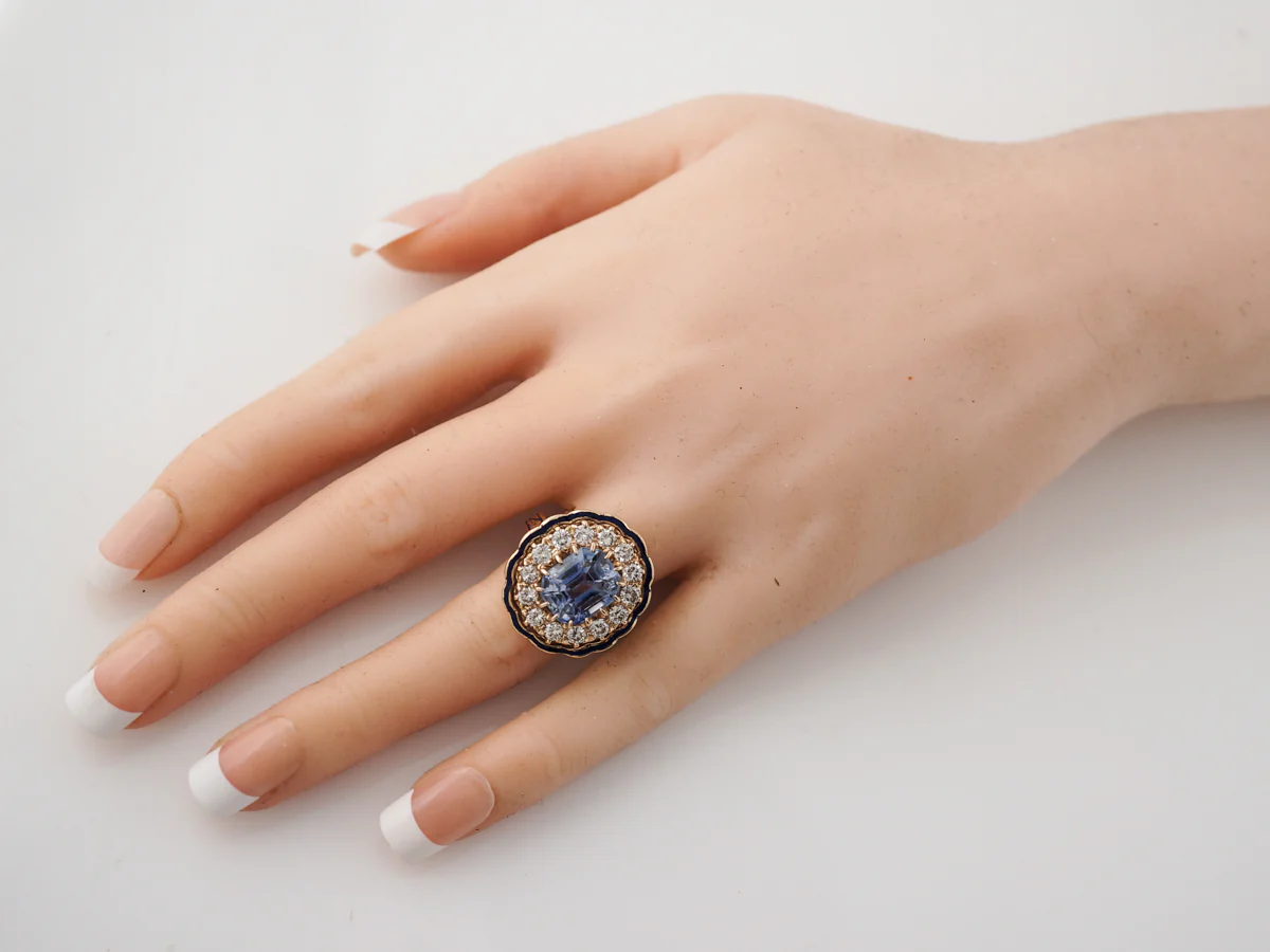 Right Hand Ring Modern 6.65 Rectangular Step Cut Spinel & Diamonds in 14k Yellow Gold - Image 7