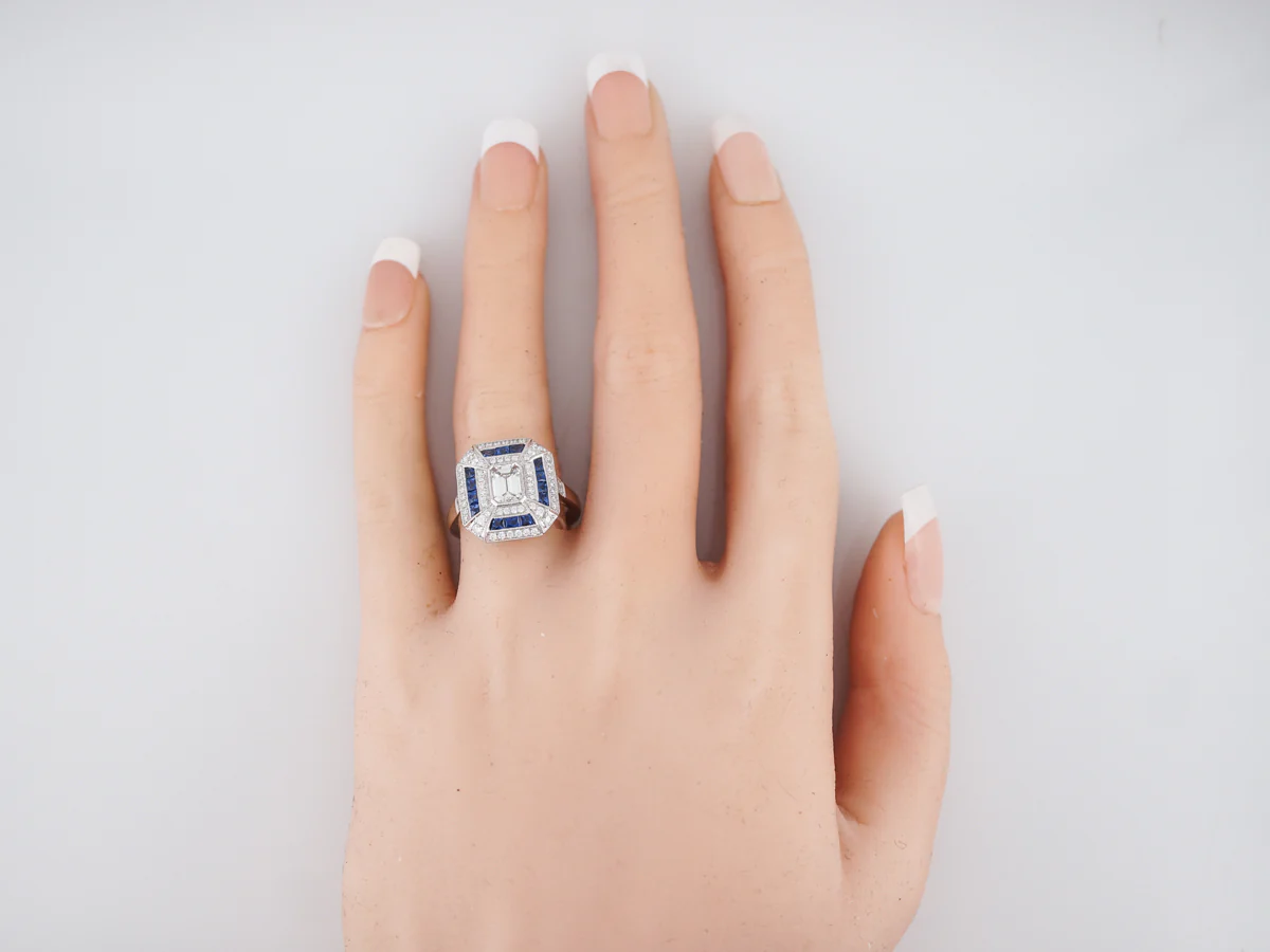 Right Hand Ring Modern .70 Emerald Cut Diamond in Platinum - Image 6
