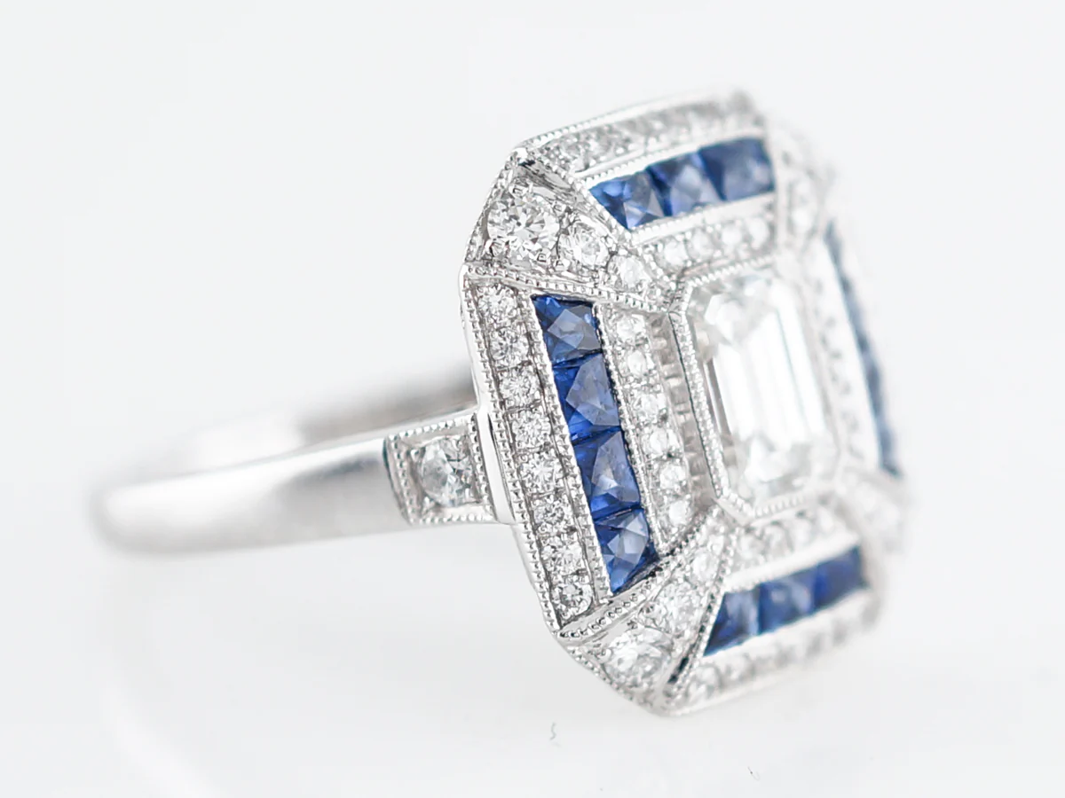 Right Hand Ring Modern .70 Emerald Cut Diamond in Platinum - Image 3