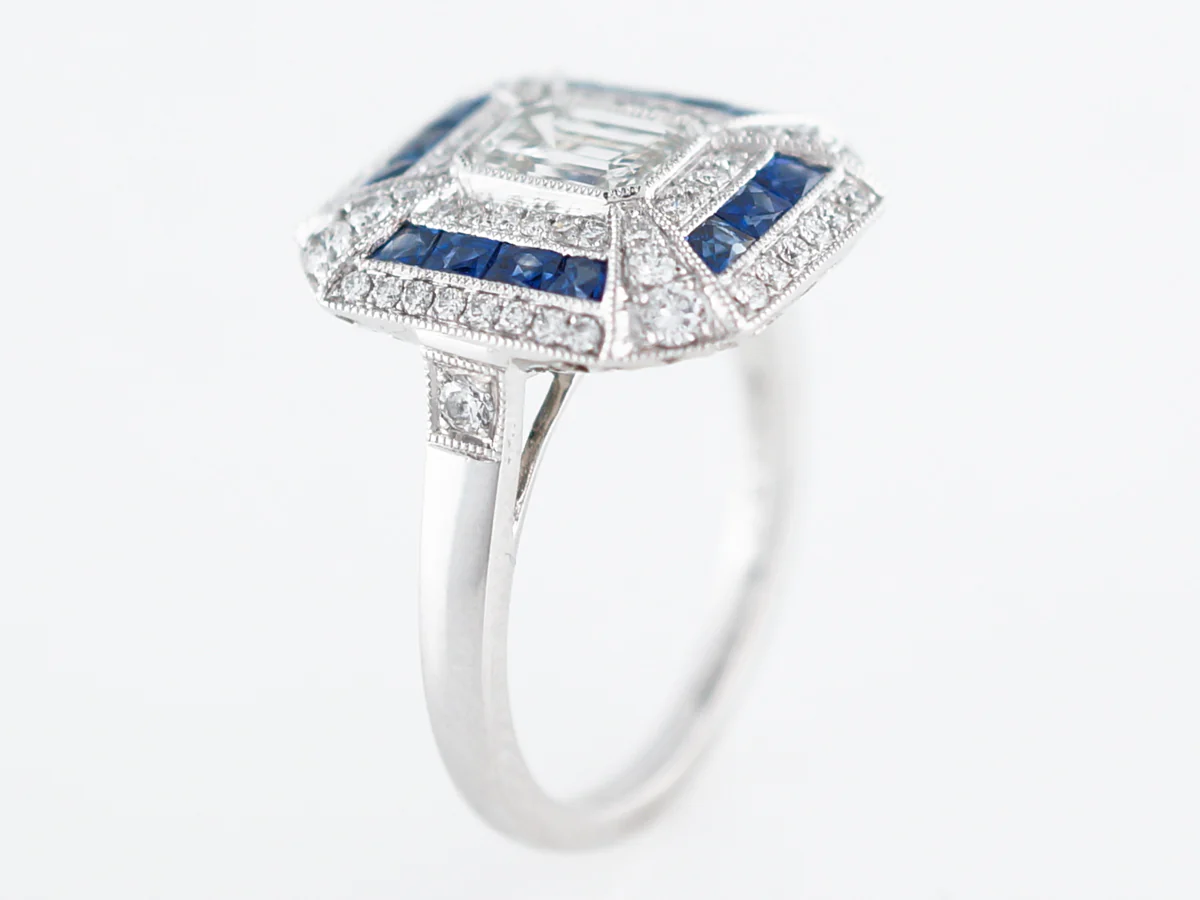 Right Hand Ring Modern .70 Emerald Cut Diamond in Platinum - Image 4