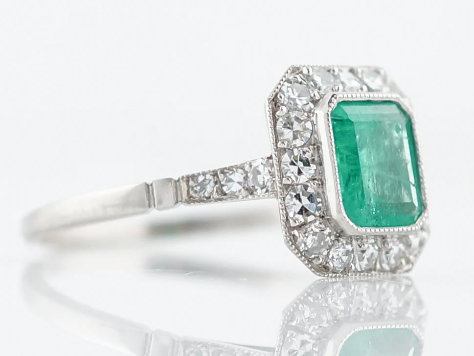 ***RTV***Right Hand Ring Modern .76 Emerald Cut Emerald in Platinum - Image 3