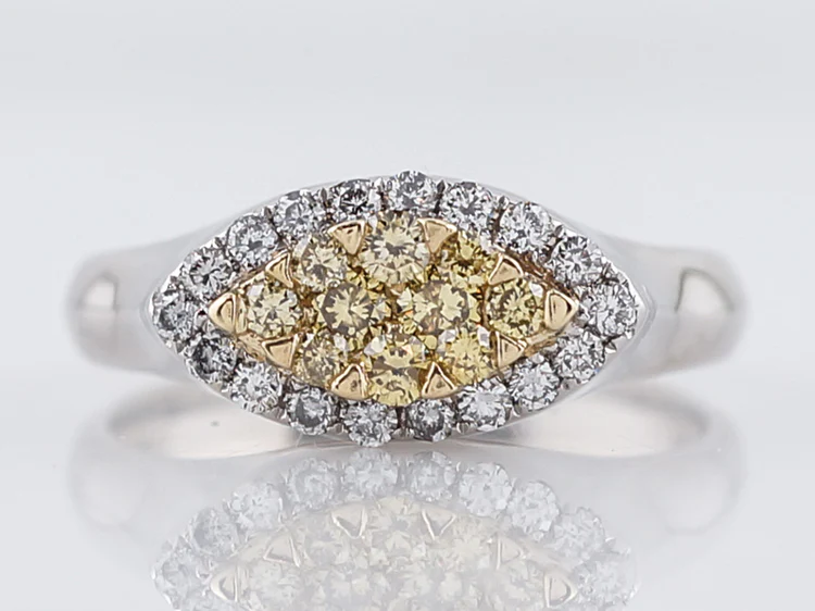 Right Hand Ring Modern .84 Round Brilliant Cut Diamonds in 18k White Gold