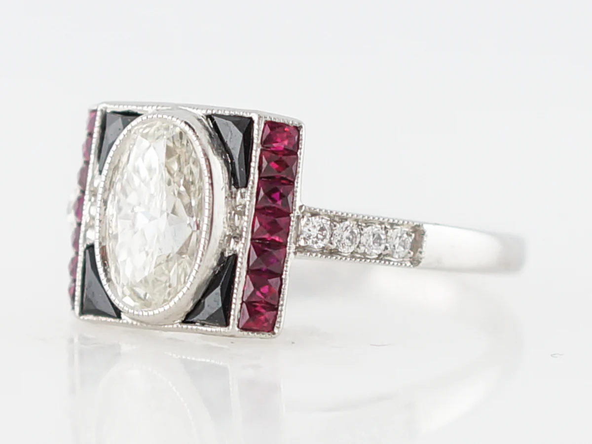 Right Hand Ring Modern .85 Oval Cut Diamond in Platinum - Image 2