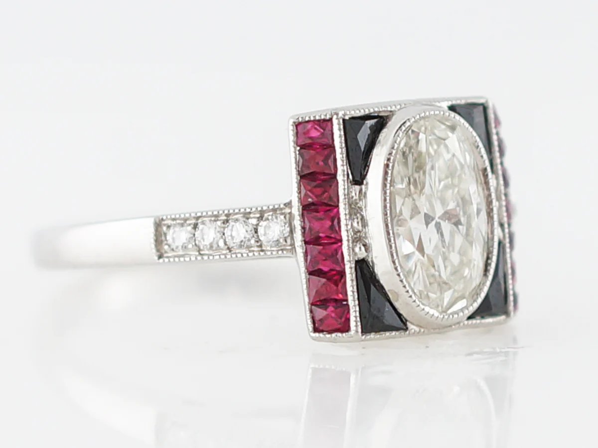Right Hand Ring Modern .85 Oval Cut Diamond in Platinum - Image 3