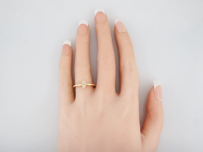 Right Hand Ring Modern Geometric in 14k Yellow Gold - Image 6
