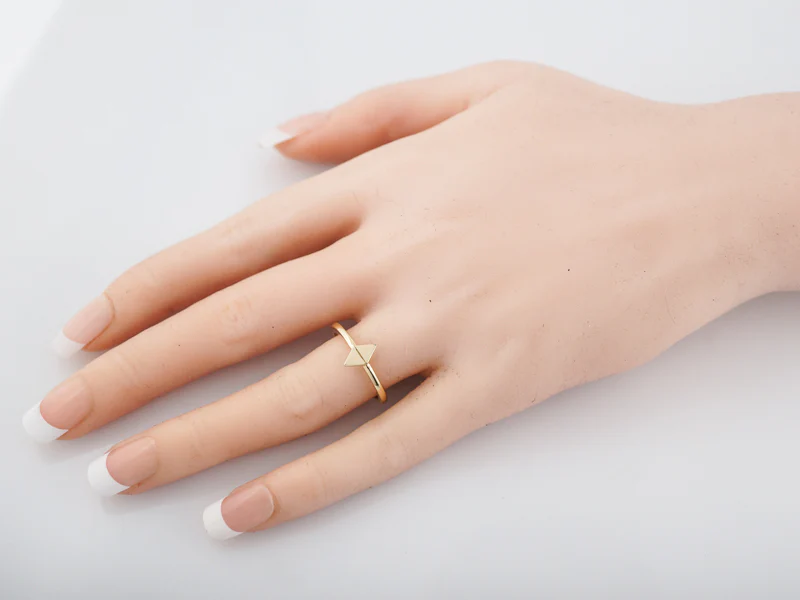 Right Hand Ring Modern Geometric in 14k Yellow Gold - Image 7