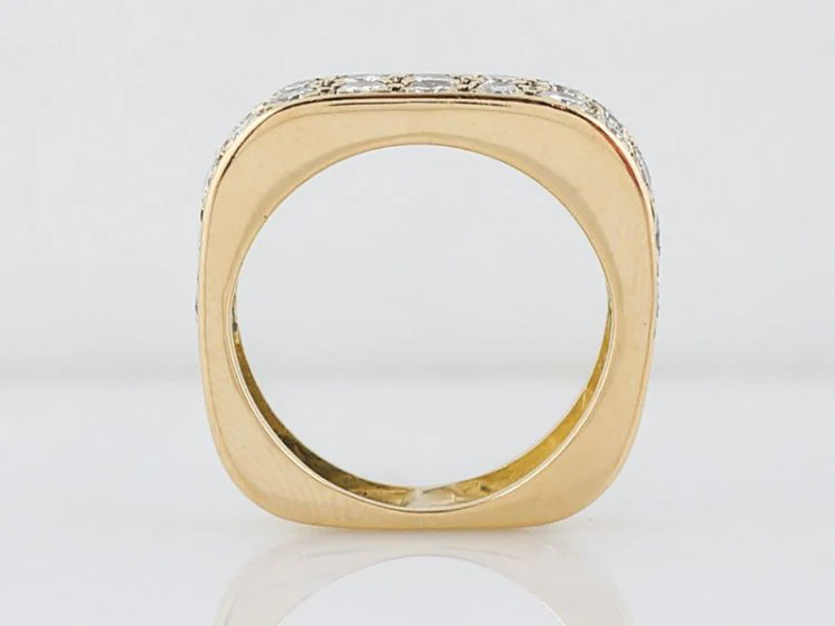 Right Hand Ring Modern Pave 1.30 Round Brilliant Cut Diamonds in 14k Yellow Gold - Image 5