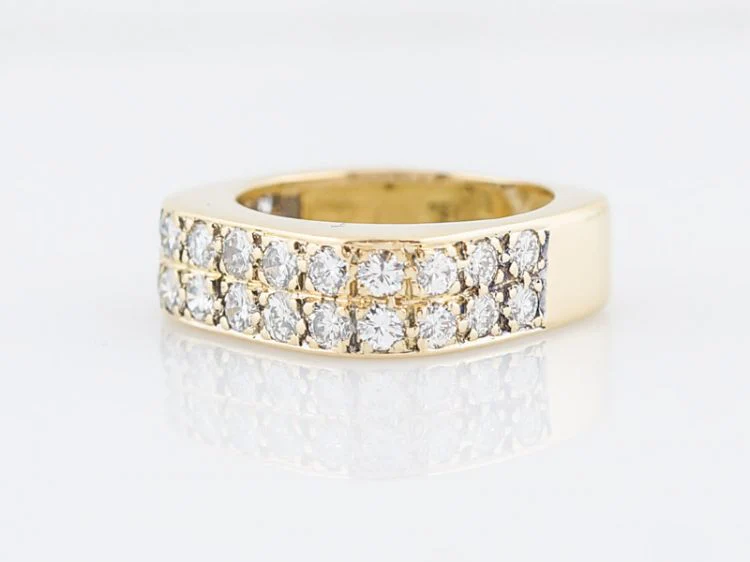 Right Hand Ring Modern Pave 1.30 Round Brilliant Cut Diamonds in 14k Yellow Gold - Image 8