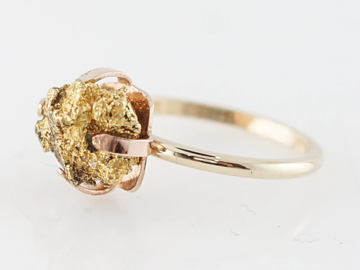 Right Hand Ring Victorian Gold Nugget in 14k Yellow Gold - Image 2