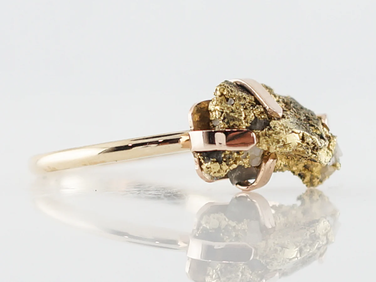 Right Hand Ring Victorian Gold Nugget in 14k Yellow Gold - Image 3