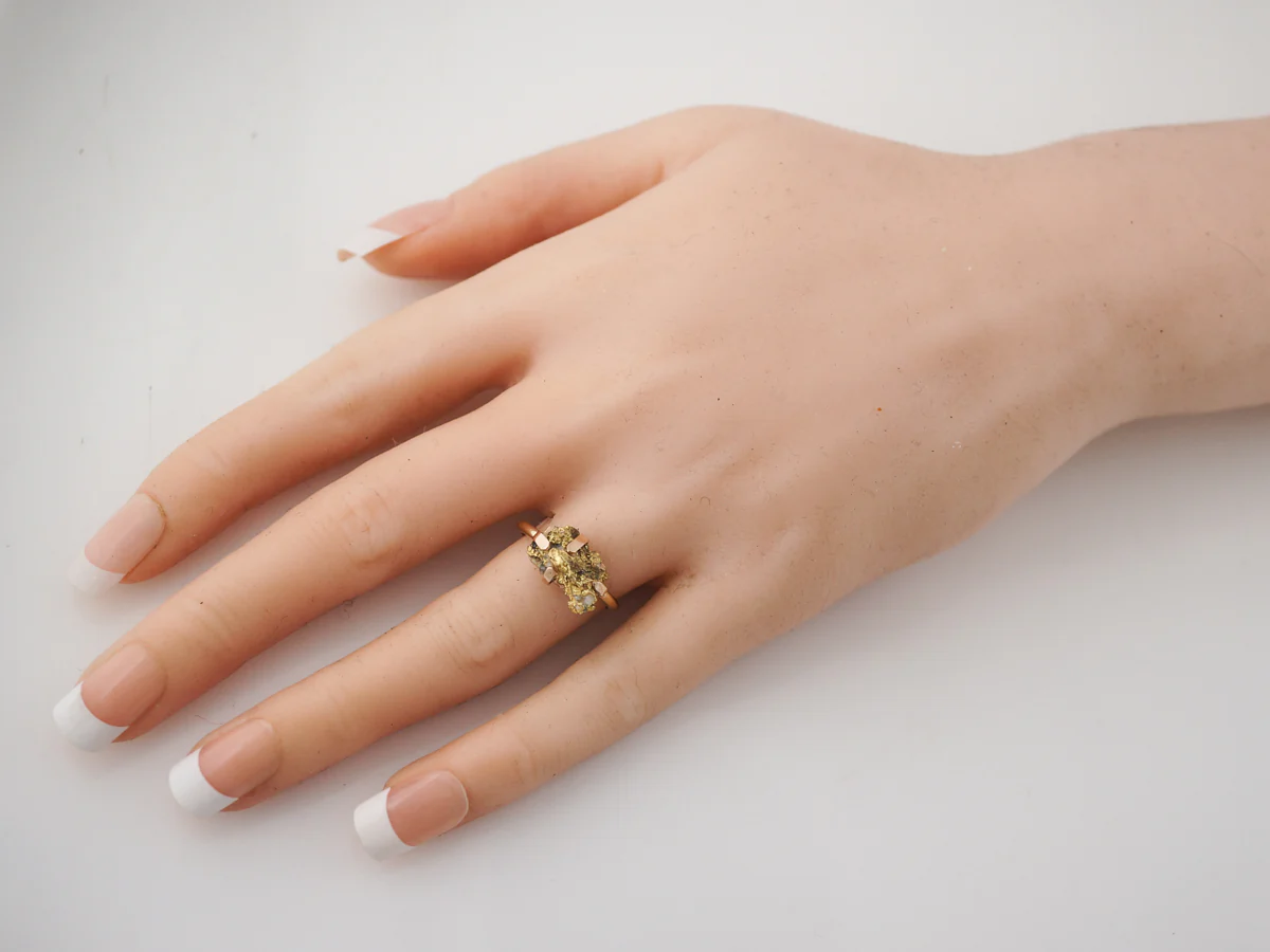 Right Hand Ring Victorian Gold Nugget in 14k Yellow Gold - Image 7