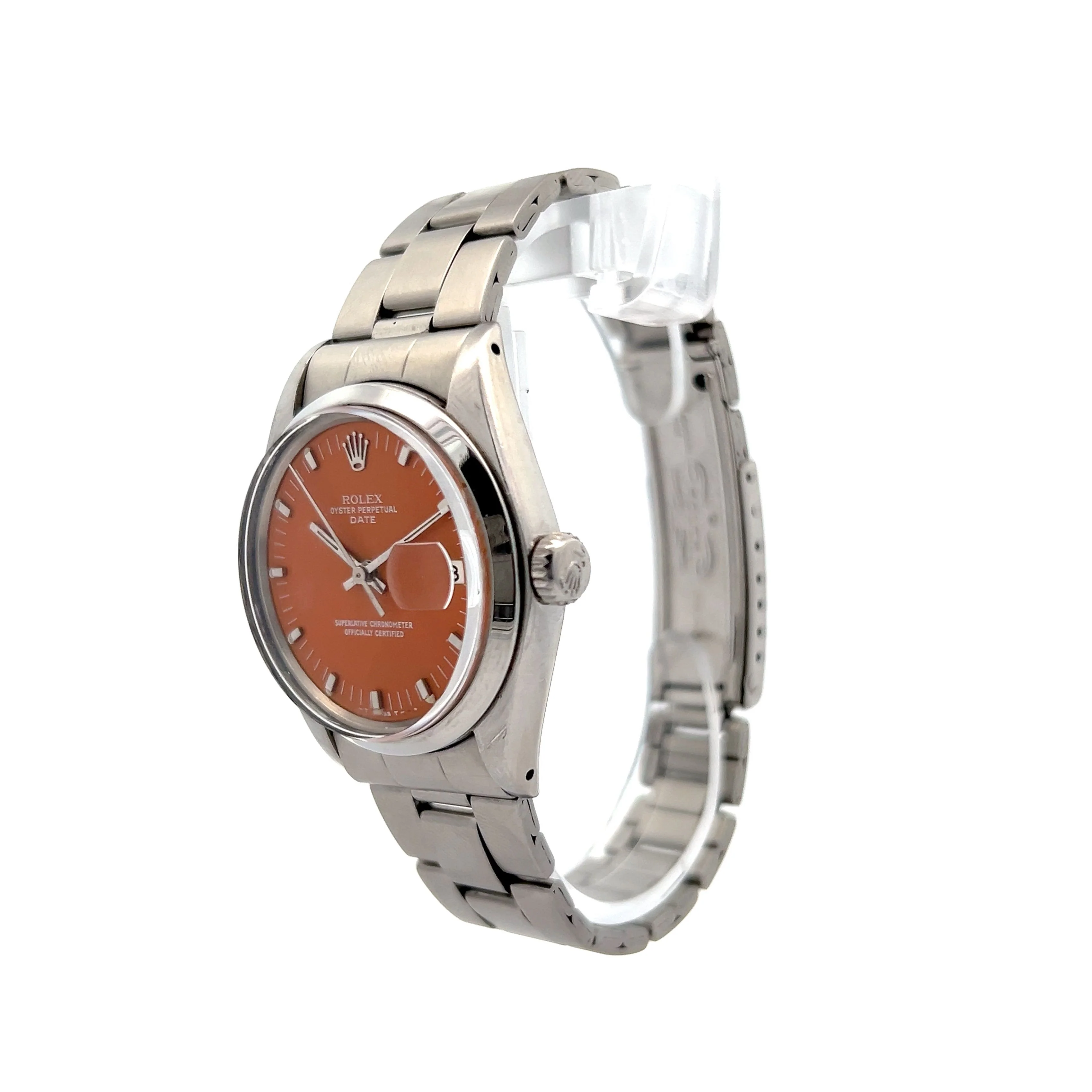 Rolex Date Orange Dial Rivet Bracelet 1974 34mm 1500 - Image 2
