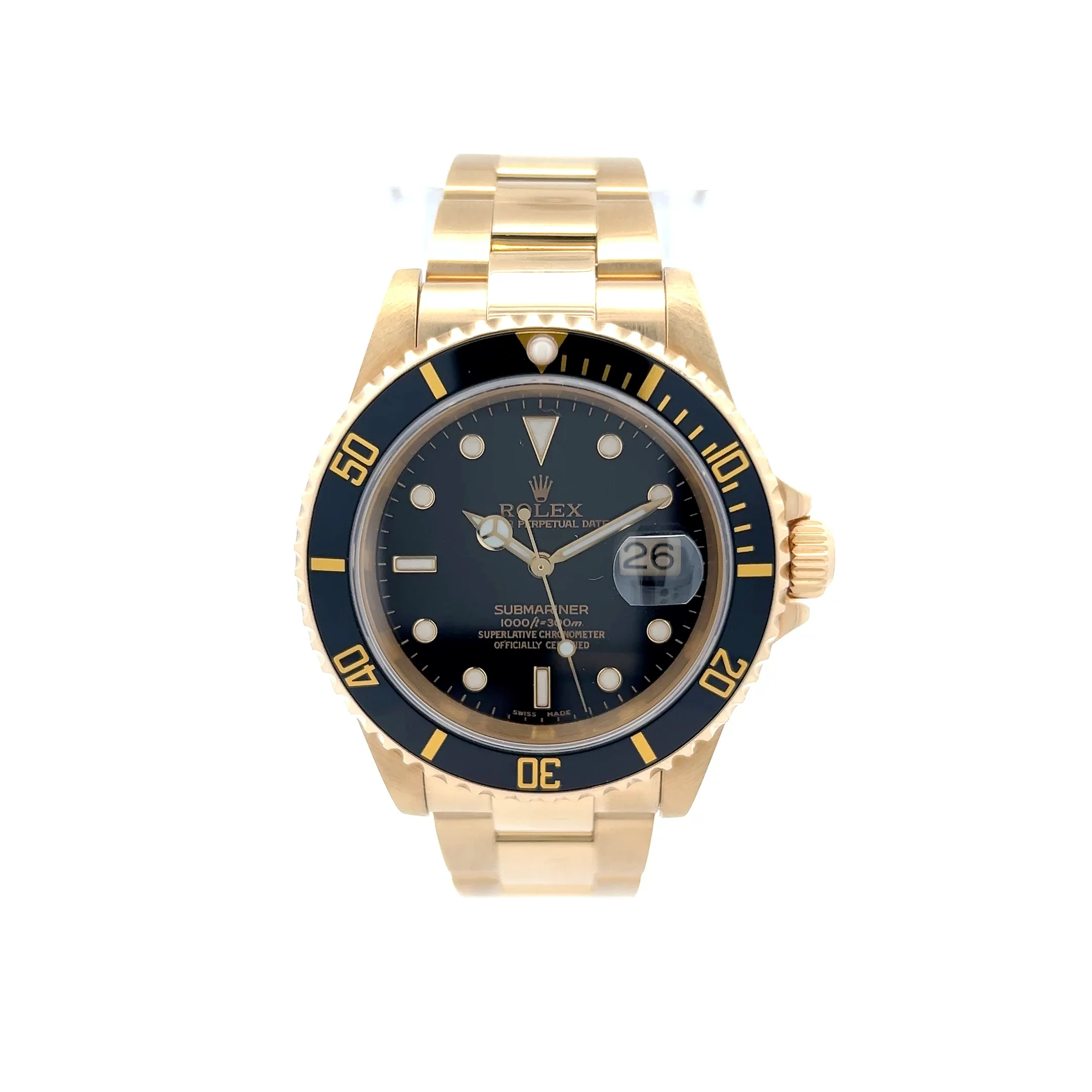 Rolex Submariner 40mm 1999 Ref 16618 in 18k Yellow Gold
