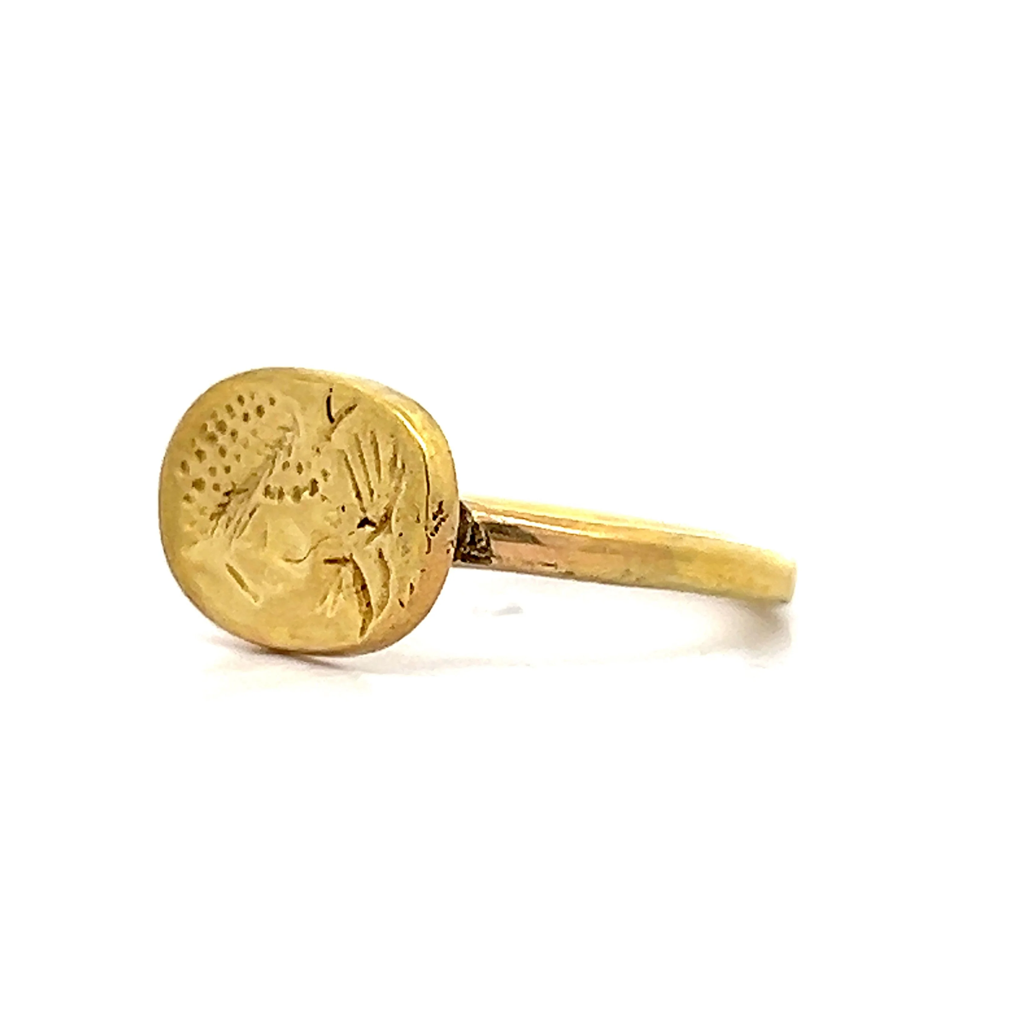 Roman Style Signet Stacking Ring in 18k Yellow Gold - Image 2
