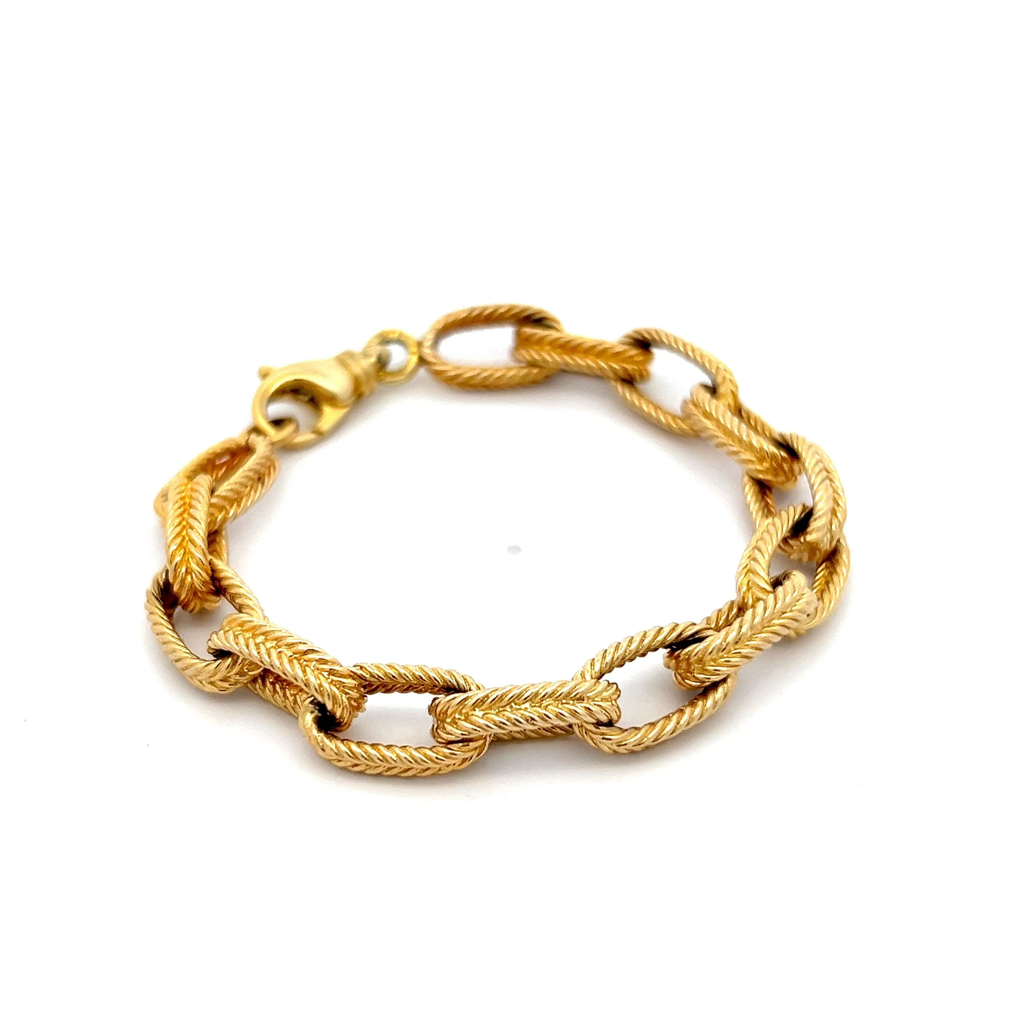 Rope Textured Charm Bracelet in 14k Yellow Gold - Image 3
