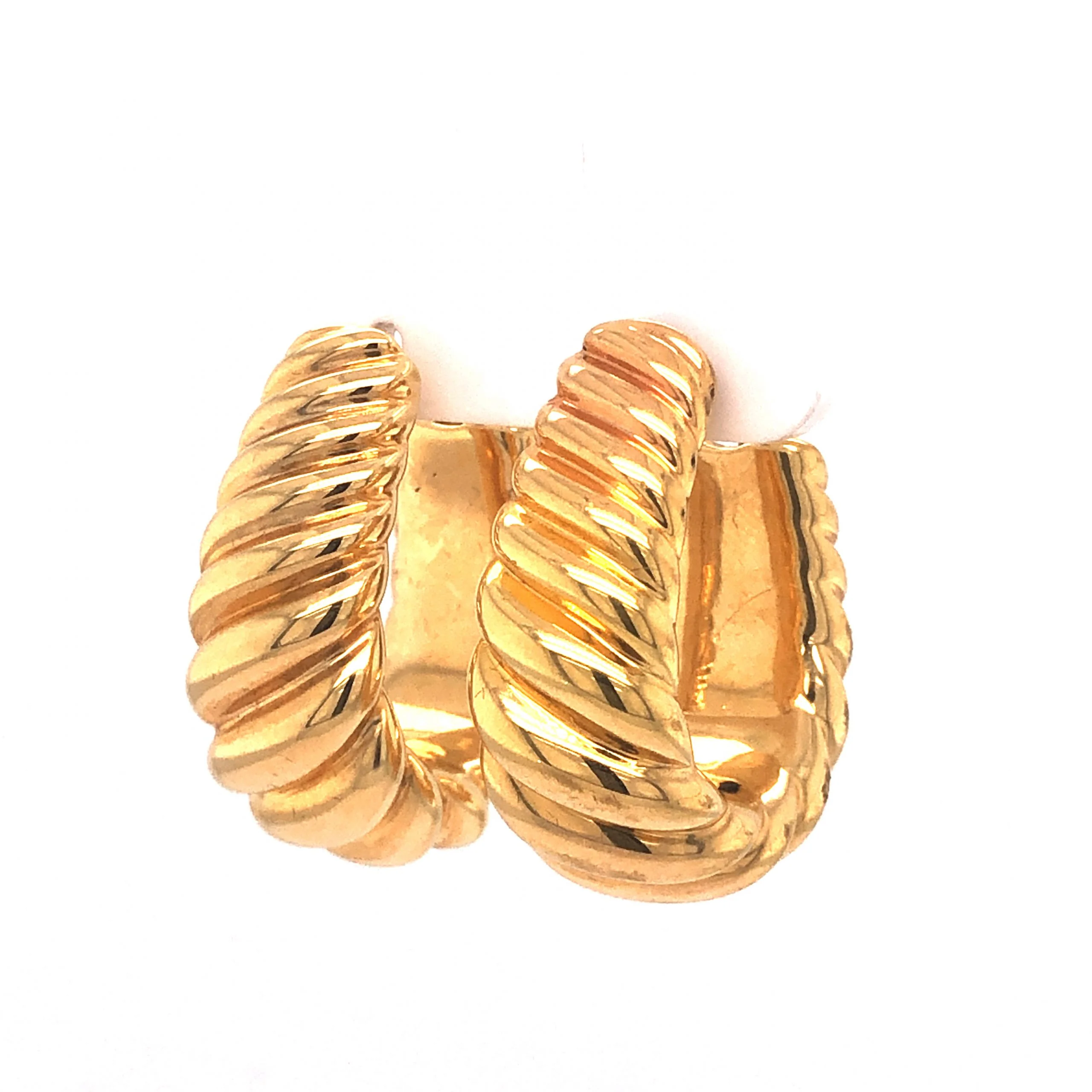 Rope Textured Hoop Earrings in 14k Yellow Gold - Image 2