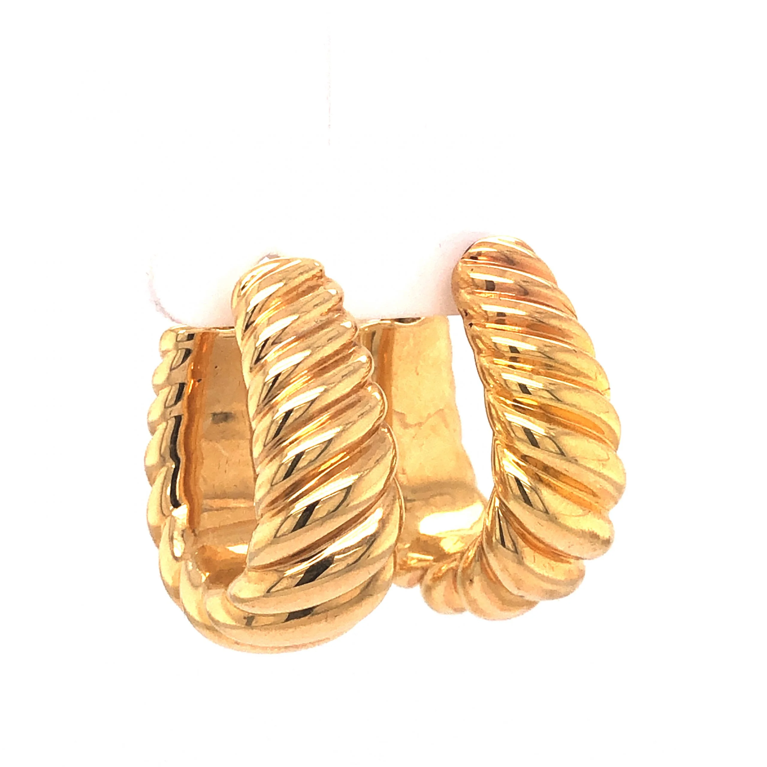 Rope Textured Hoop Earrings in 14k Yellow Gold - Image 3