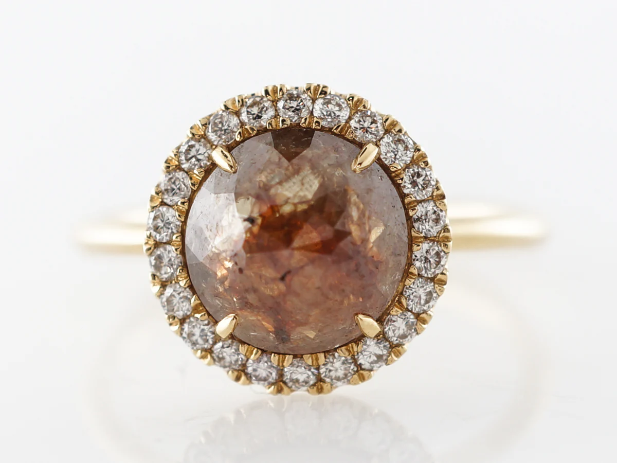 Rose Cut Brown Diamond Engagement Ring in 18k