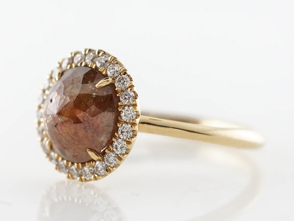 Rose Cut Brown Diamond Engagement Ring in 18k - Image 2