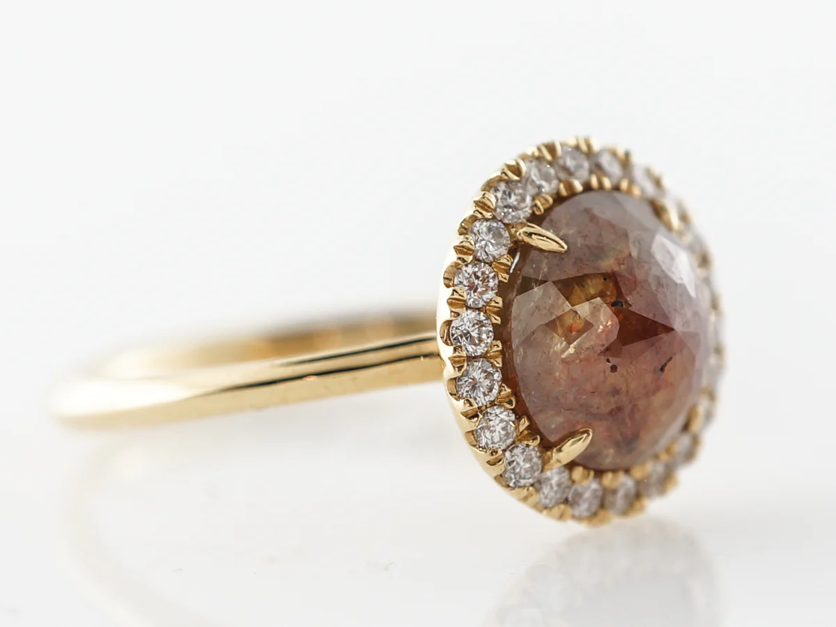 Rose Cut Brown Diamond Engagement Ring in 18k - Image 3