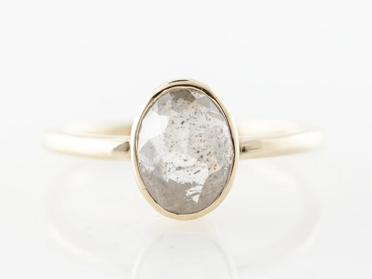 Rose Cut Grey Diamond Engagement Ring in Yellow Gold