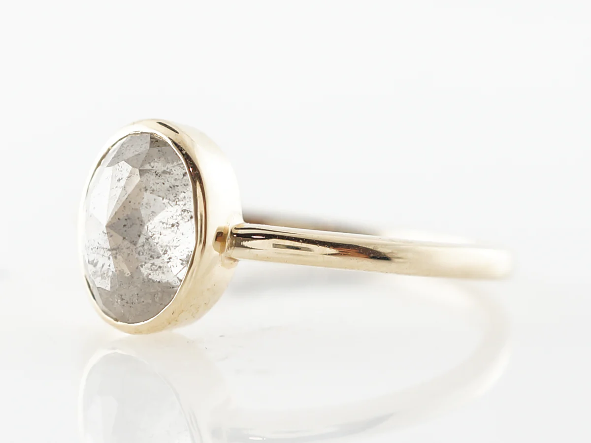 Rose Cut Grey Diamond Engagement Ring in Yellow Gold - Image 2
