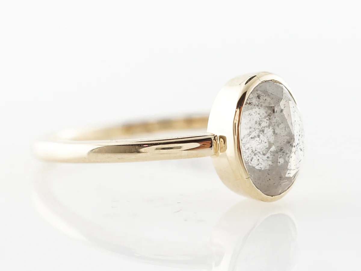 Rose Cut Grey Diamond Engagement Ring in Yellow Gold - Image 3