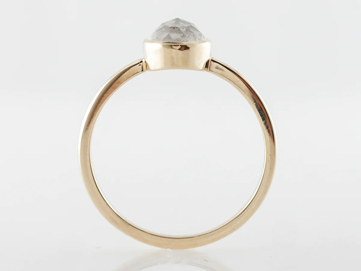 Rose Cut Grey Diamond Engagement Ring in Yellow Gold - Image 4